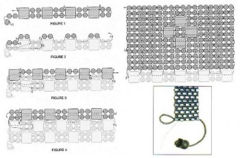 Схема плетения широкого браслета. Бисер