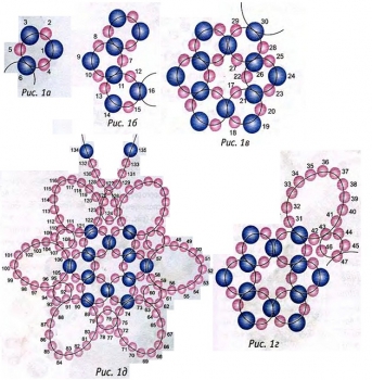 схема кулона-фиалки из бисера