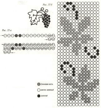 схема виноградного кулона из бисера