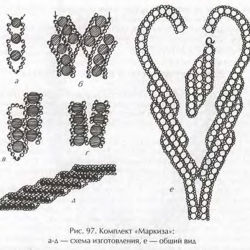 схема плетения колье и серег из бисера