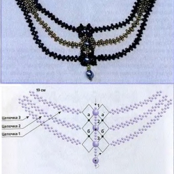 колье из цепочек сплетенных из бисера