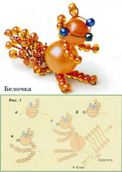 схема изготовления белки из бусин и бисера