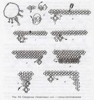схема плетение колье из бисера