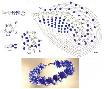 синий браслет-жгут из бисера