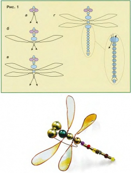схема плетения стрекозы из бисера
