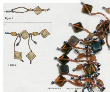 схема колье с подвесками из бисера