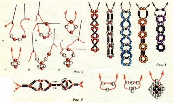 схема плетения простых браслетов из бисера