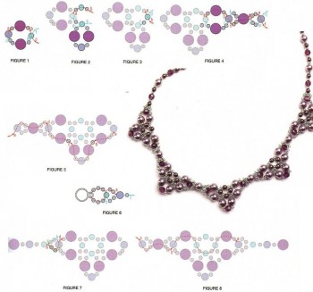 Подробная схема плетения колье из бисера
