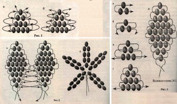 схема плетение цветов из бисера