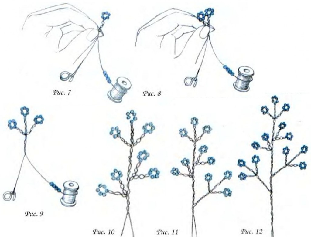 схема плетения цветов. Бисер