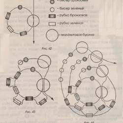 схема спирального жгута из зеленого бисера