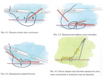 нашивание бисера техникой "за иголку"