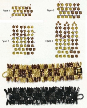 схема плетения широкиз браслетов из рубки
