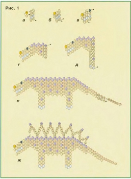 схема динозавра из бисера