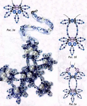 схема голубого ожерелья из бисера