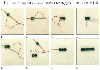 шов бисером назад иголку