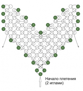 схема листика из бисера