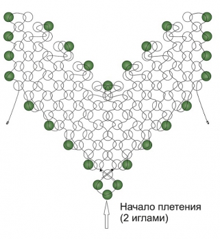 схема листика из бисера