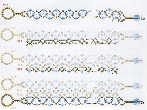 Схема плетения браслета и кольца