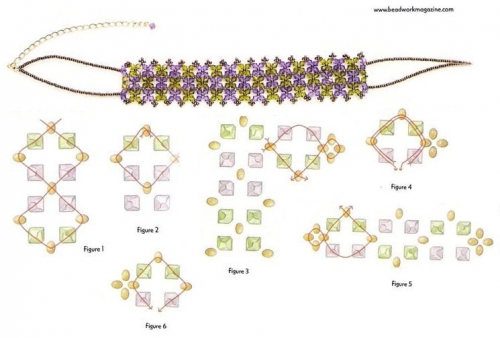 Схема плетения стойки из бусин