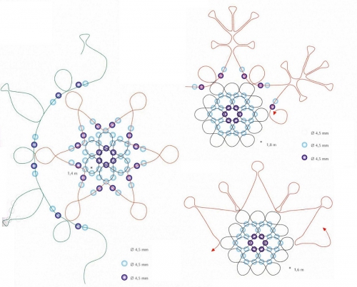 схема плетения снежинок