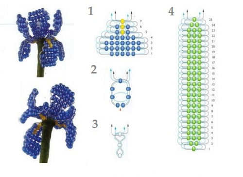 как сплести ирисы из бисера