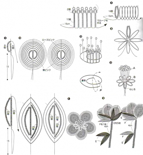 схема плетения цветочков из бисера