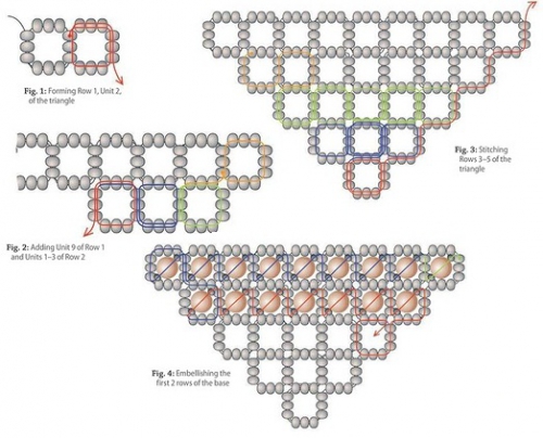 колье, бисерная сетка, уголок, схема