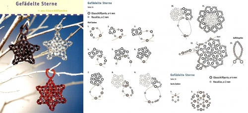 снежинка звезда из бисера и бусин схема