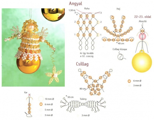 Ангел, сплетенный из бисера и бусин, схема