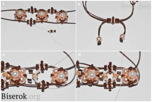 простой браслет из бисера и бусин, браслет из шнура, схема, мастер-класс, МК, мк, браслет из бисера и бусин