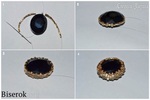 оплетение бисером крупной овальной бусины, мастер-класс, МК, мк, схема, кулон, подвеска, серьги 