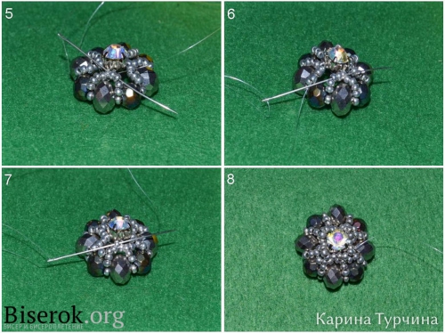 Пошаговая схема плетения сережек из бисера со стразами, понятная, простая