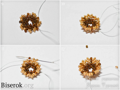 Оплетаем бусину 16 мм бисером с цветочным узором схема мастер-класс