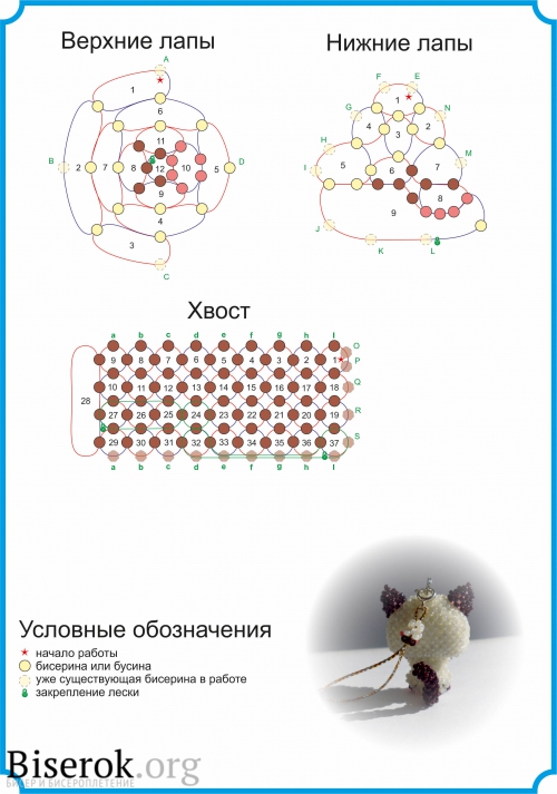 детали кошки из бисера